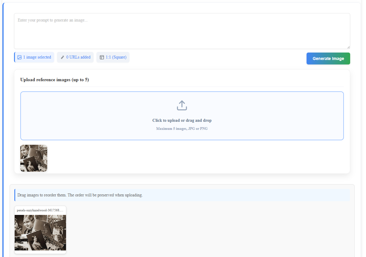 Upload Interface showing the selected photo